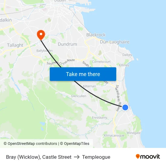 Bray (Wicklow), Castle Street to Templeogue map