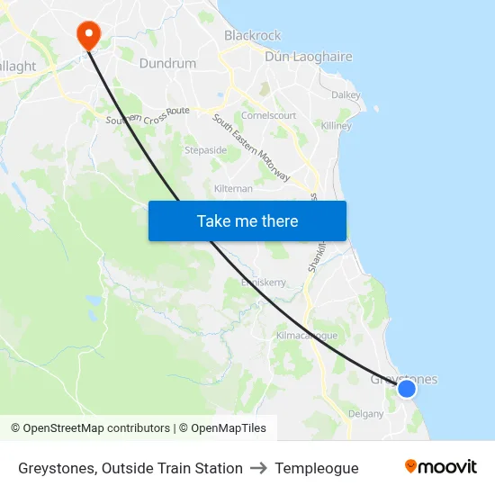 Greystones, Outside Train Station to Templeogue map