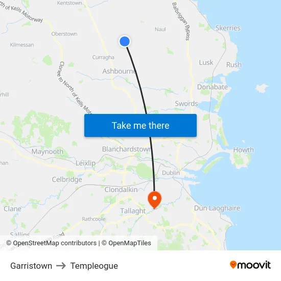 Garristown to Templeogue map