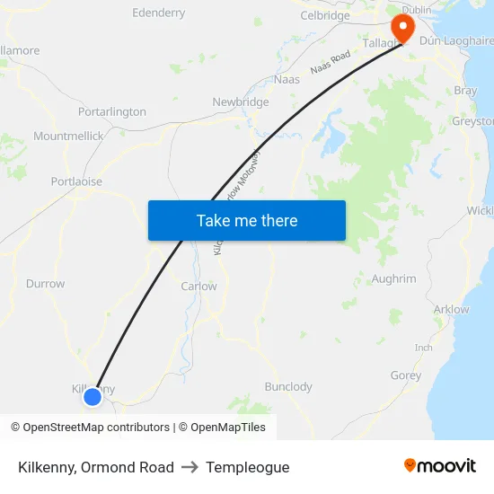 Kilkenny, Ormond Road to Templeogue map