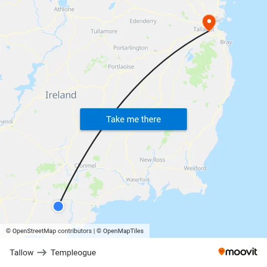 Tallow to Templeogue map