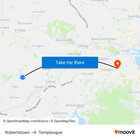 Robertstown to Templeogue map