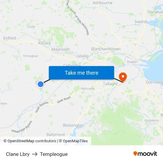 Clane Lbry to Templeogue map