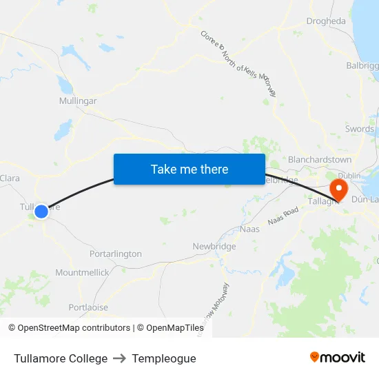 Tullamore College to Templeogue map