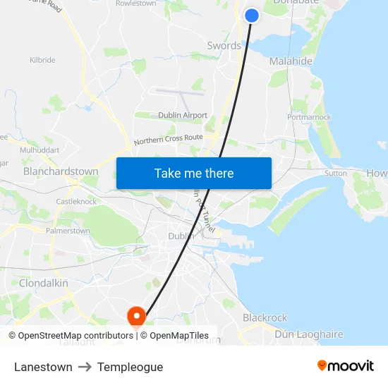Lanestown to Templeogue map