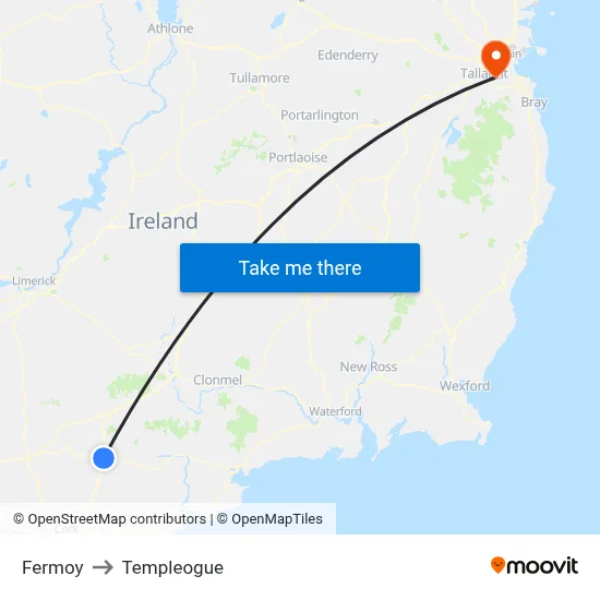 Fermoy to Templeogue map