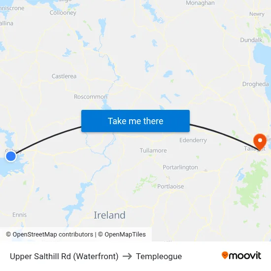 Upper Salthill Rd (Waterfront) to Templeogue map