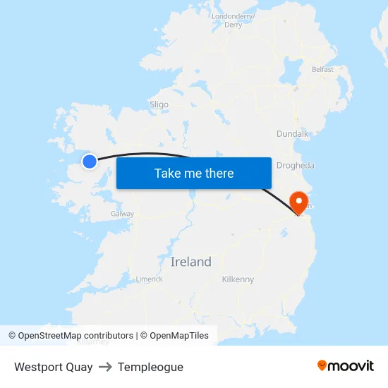 Westport Quay to Templeogue map