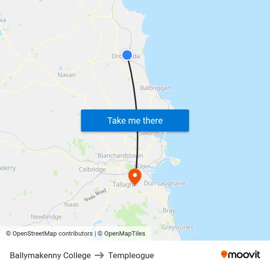 Ballymakenny College to Templeogue map