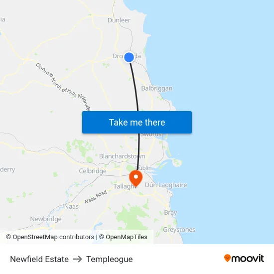 Newfield Estate to Templeogue map