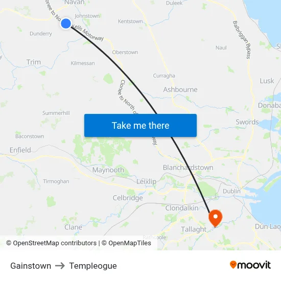 Gainstown to Templeogue map