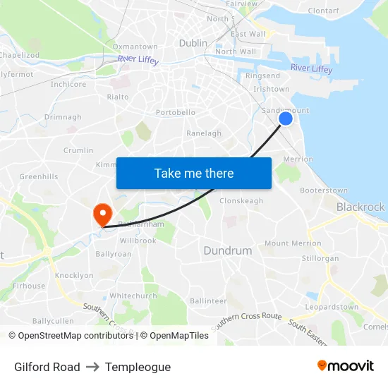 Gilford Road to Templeogue map