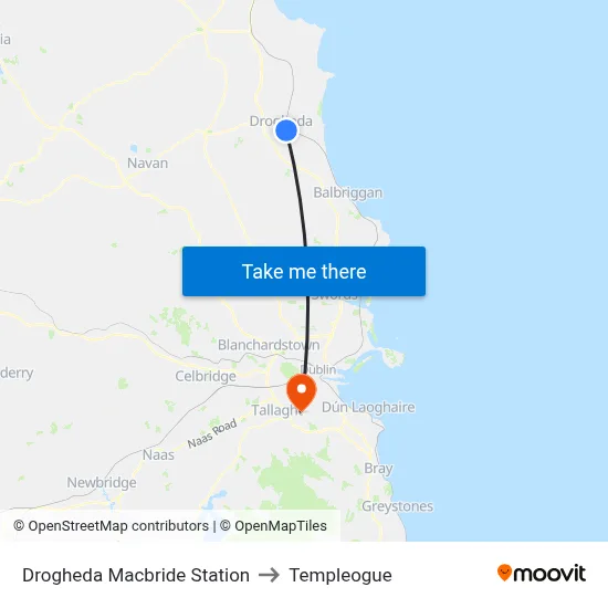 Drogheda Macbride Station to Templeogue map