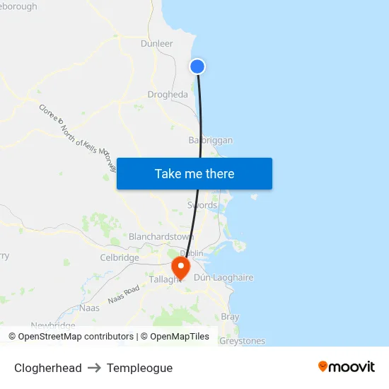 Clogherhead to Templeogue map