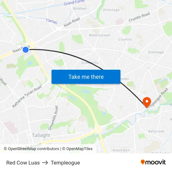 Red Cow Luas to Templeogue map