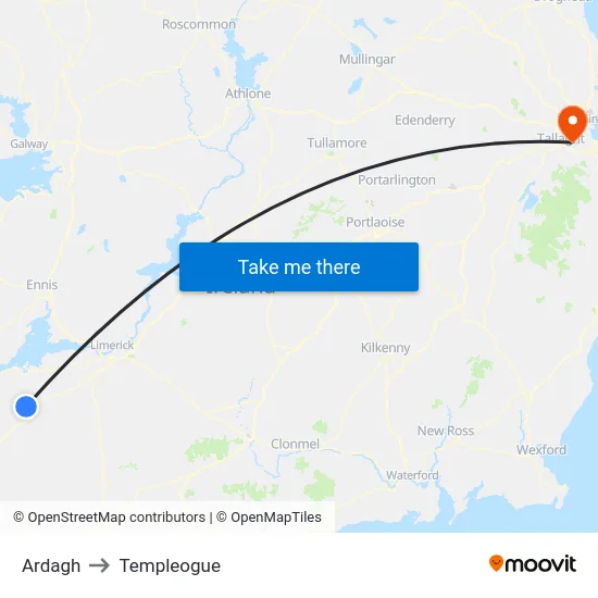 Ardagh to Templeogue map
