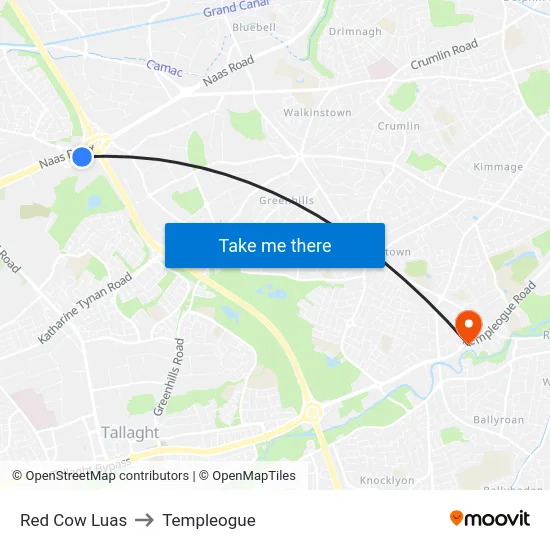 Red Cow Luas to Templeogue map