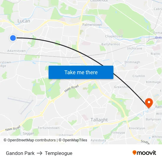 Gandon Park to Templeogue map