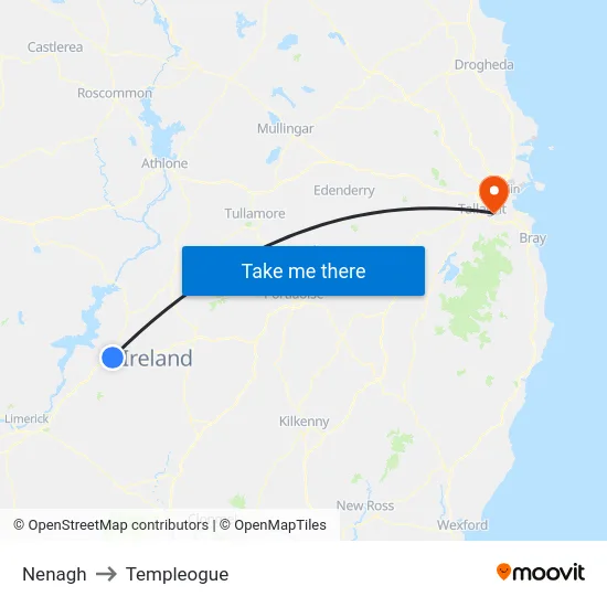 Nenagh to Templeogue map