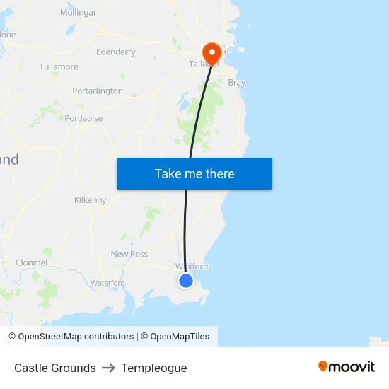 Johnstown Castle to Templeogue map
