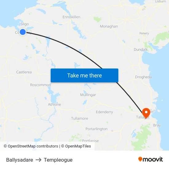 Ballysadare to Templeogue map