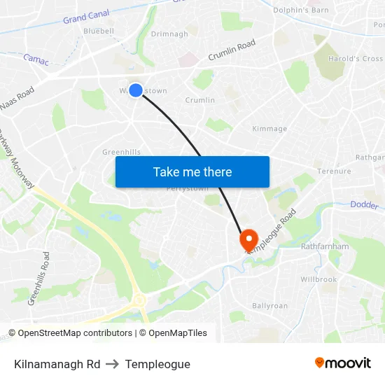 Kilnamanagh Rd to Templeogue map
