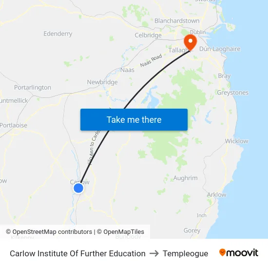 Carlow Institute Of Further Education to Templeogue map