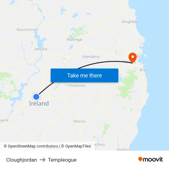 Cloughjordan to Templeogue map