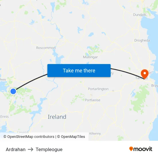 Ardrahan to Templeogue map