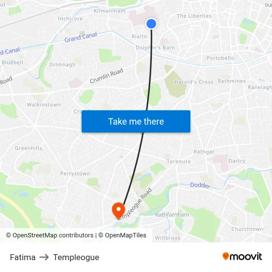 Fatima to Templeogue map