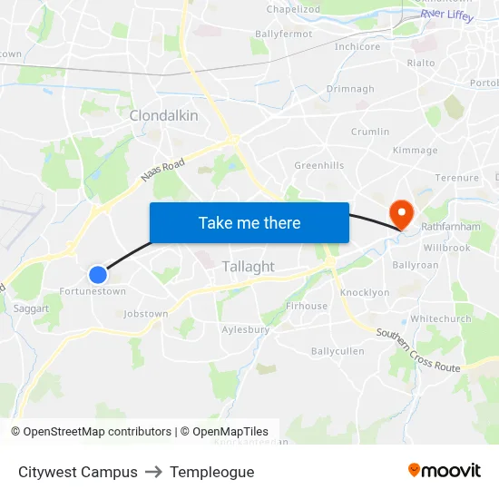 Citywest Campus to Templeogue map