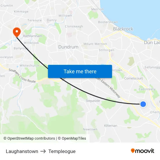 Laughanstown to Templeogue map