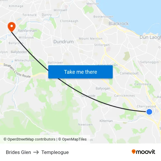 Brides Glen to Templeogue map