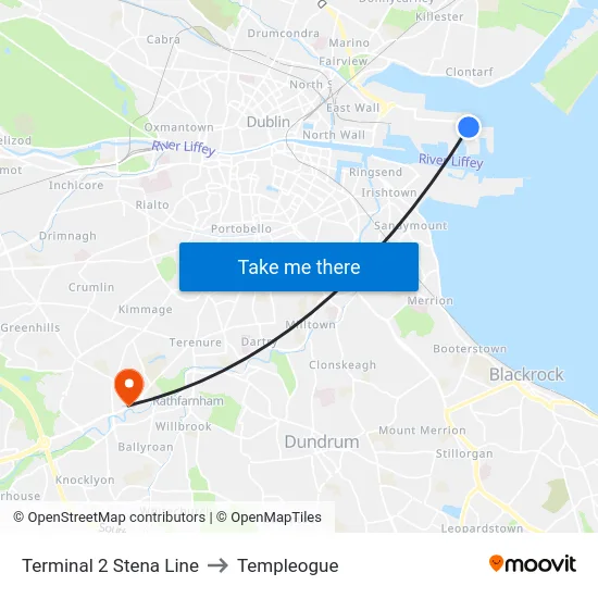 Ferry Terminal 2 to Templeogue map