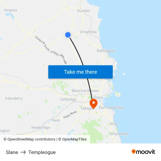 Slane to Templeogue map