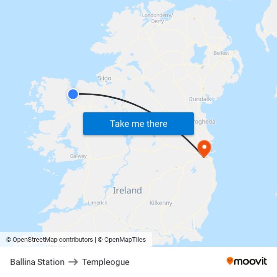 Ballina Station to Templeogue map