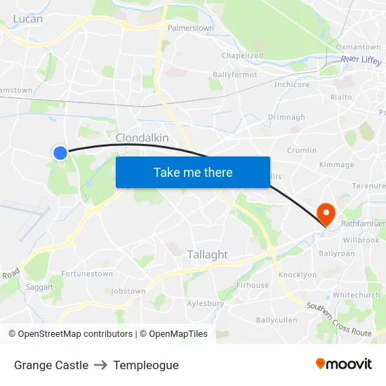Grange Castle to Templeogue map