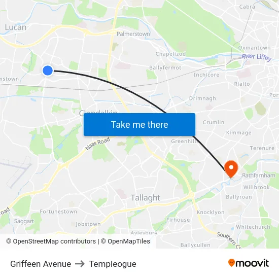 Griffeen Avenue to Templeogue map