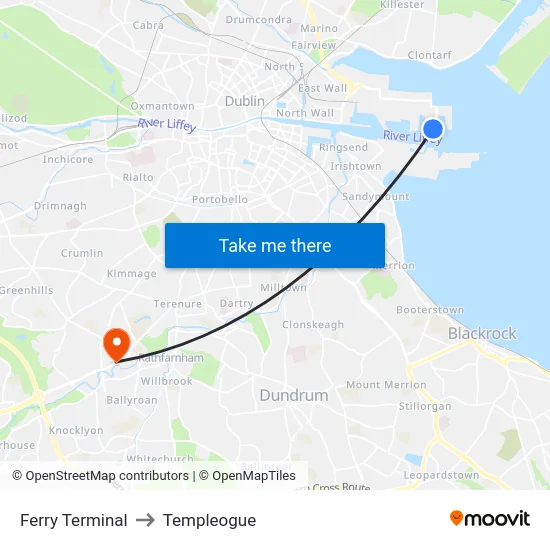 Ferry Terminal to Templeogue map