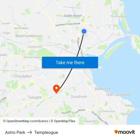 Astro Park to Templeogue map