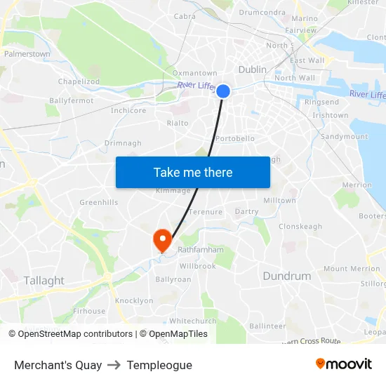 Merchant's Quay to Templeogue map
