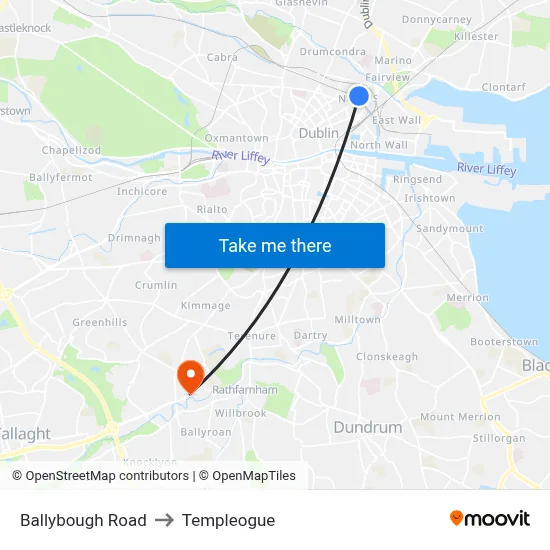 Ballybough Road to Templeogue map