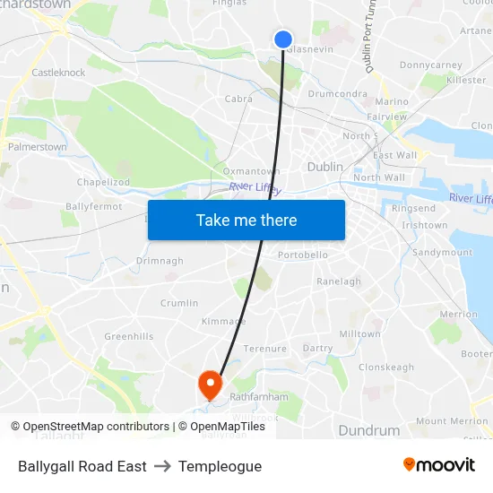Ballygall Road East to Templeogue map