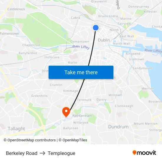 Berkeley Road to Templeogue map