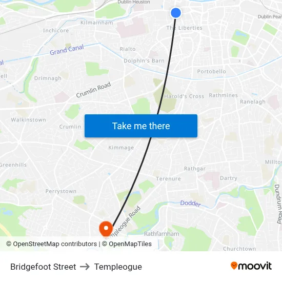 Bridgefoot Street to Templeogue map