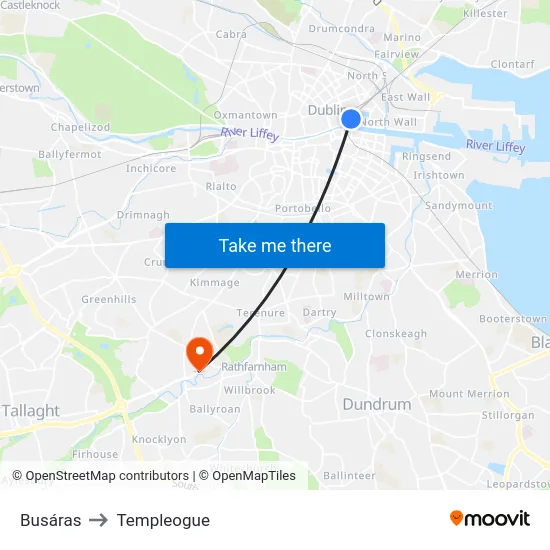 Busáras to Templeogue map