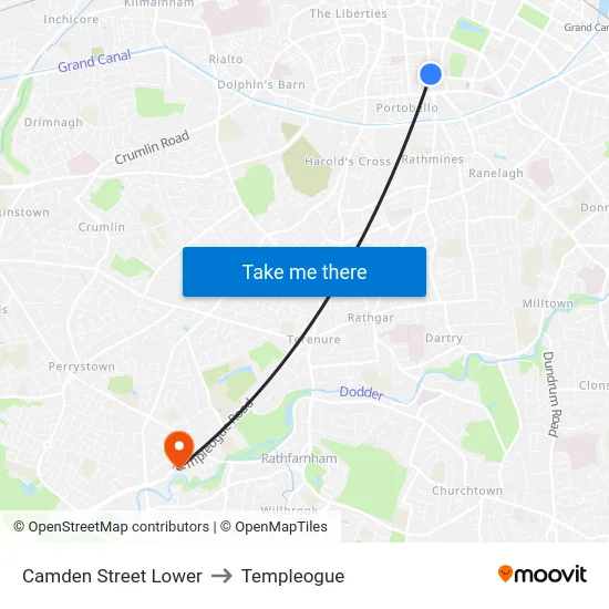 Camden Street Lower to Templeogue map