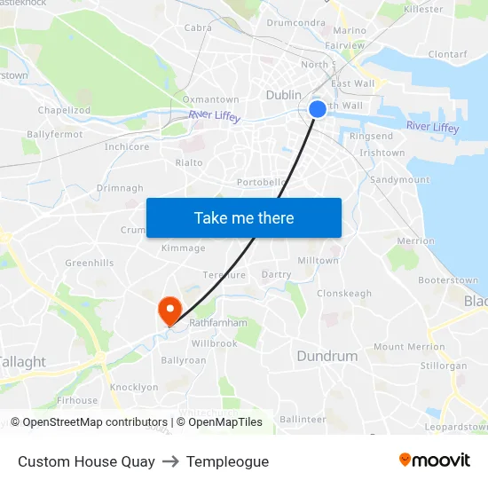 Custom House Quay to Templeogue map