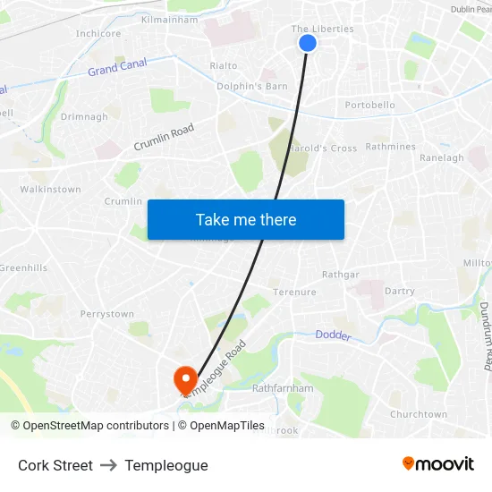 Cork Street to Templeogue map