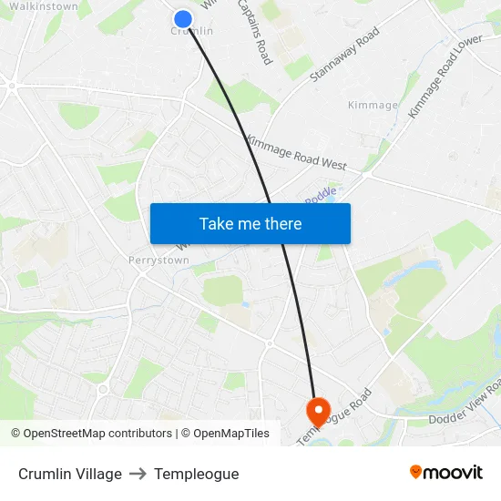 Crumlin Village to Templeogue map